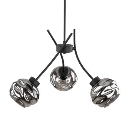 Luster na sajli ZULIA 3xE27/15W/230V crna/dimljena crna