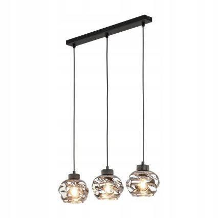 Luster na sajli ZULIA 3xE27/15W/230V crna/dimljeno-crna