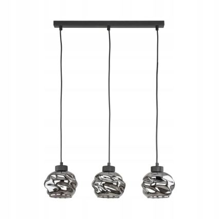 Luster na sajli ZULIA 3xE27/15W/230V crna/dimljeno-crna