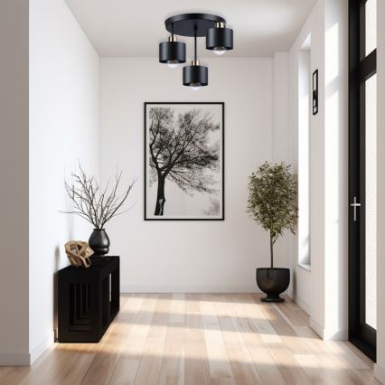 Luster na šipci 3xE27/35W/230V prečnik 30 cm crna/zlatna