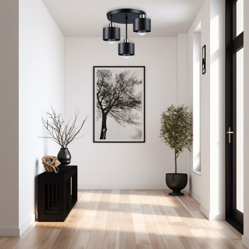 Luster na šipci 3xE27/35W/230V prečnik 30 cm crna/zlatna