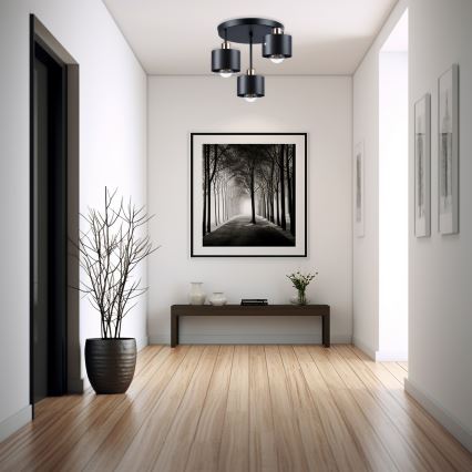 Luster na šipci 3xE27/35W/230V prečnik 30 cm crna/zlatna