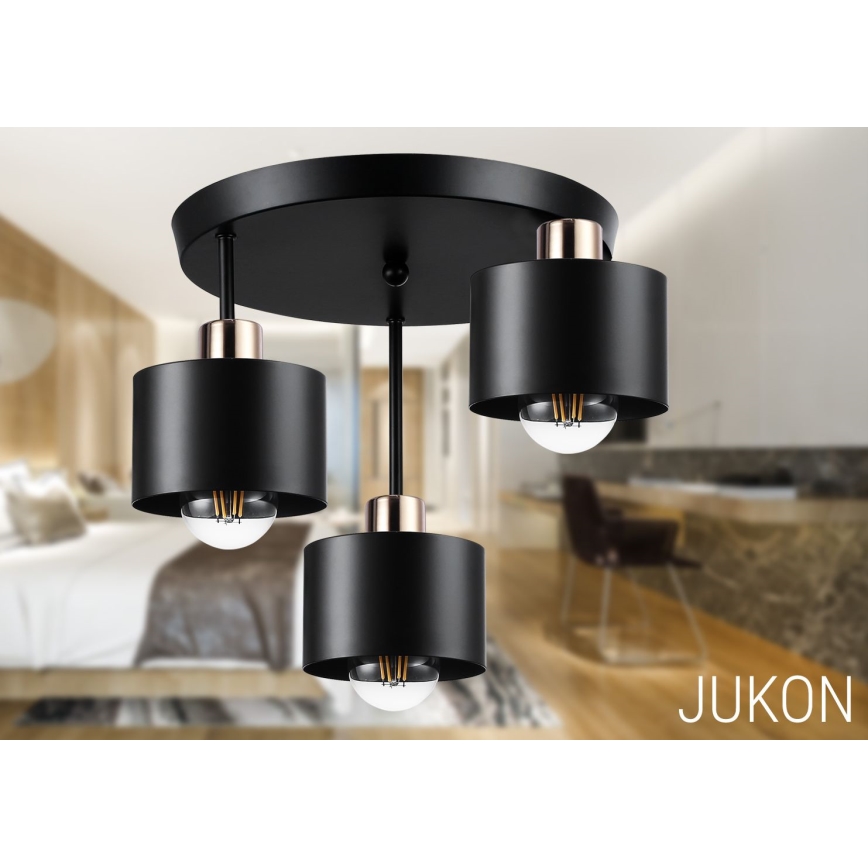 Luster na šipci 3xE27/35W/230V prečnik 30 cm crna/zlatna