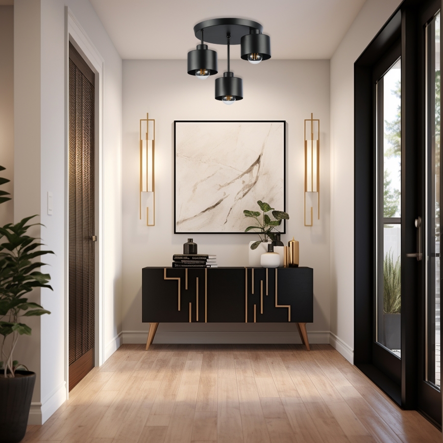 Luster na šipci 3xE27/35W/230V Ø 30 cm, crne boje