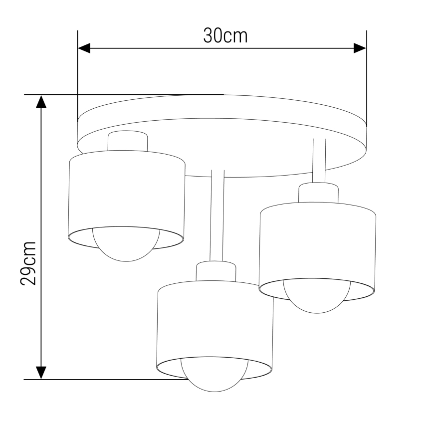 Luster na šipci 3xE27/35W/230V Ø 30 cm, crne boje