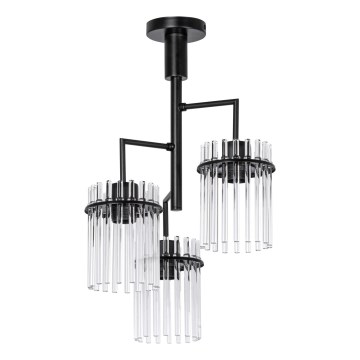 Luster na šipci 3xE27/60W/230V crna/prozirna