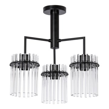 Luster na šipci 3xE27/60W/230V crna/prozirna