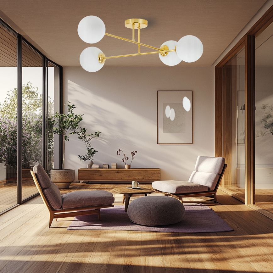 Luster na šipci 4xE27/35W/230V, prečnik 70 cm, zlatan