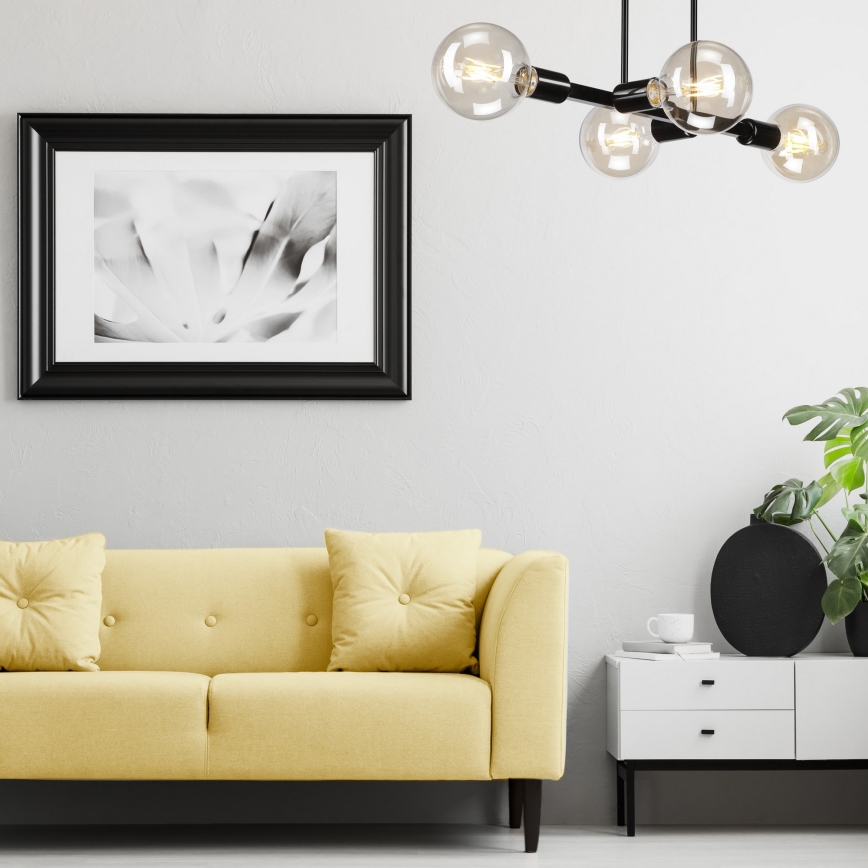 Luster na šipci ASTRID 4xE27/60W/230V crna