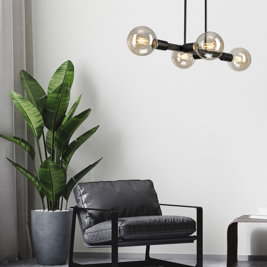 Luster na šipci ASTRID 4xE27/60W/230V crna