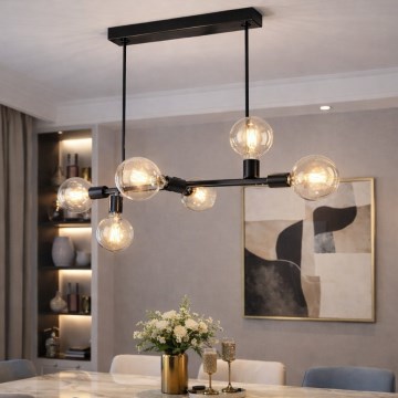 Luster na šipci ASTRID 6xE27/60W/230V crna