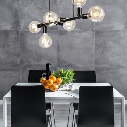 Luster na šipci ASTRID 6xE27/60W/230V crna