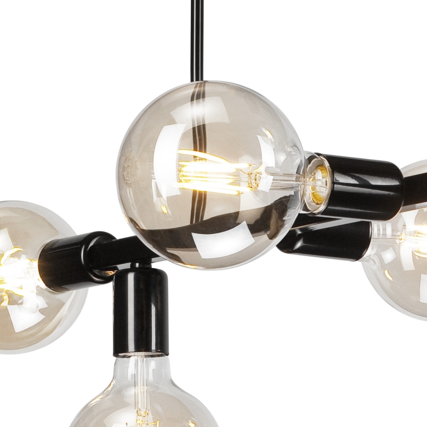 Luster na šipci ASTRID 6xE27/60W/230V crna