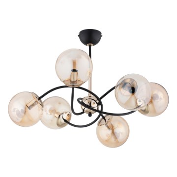 Luster na šipci AURORA 6xE14/10W/230V crna/zlatna