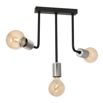 Luster na šipci CANDELA 3xE27/15W/230V crna/sjajni hrom