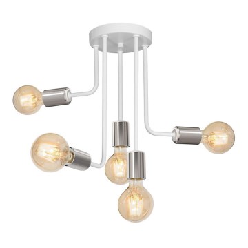 Luster na šipci CANDELA 5xE27/15W/230V bela/sjajni hrom