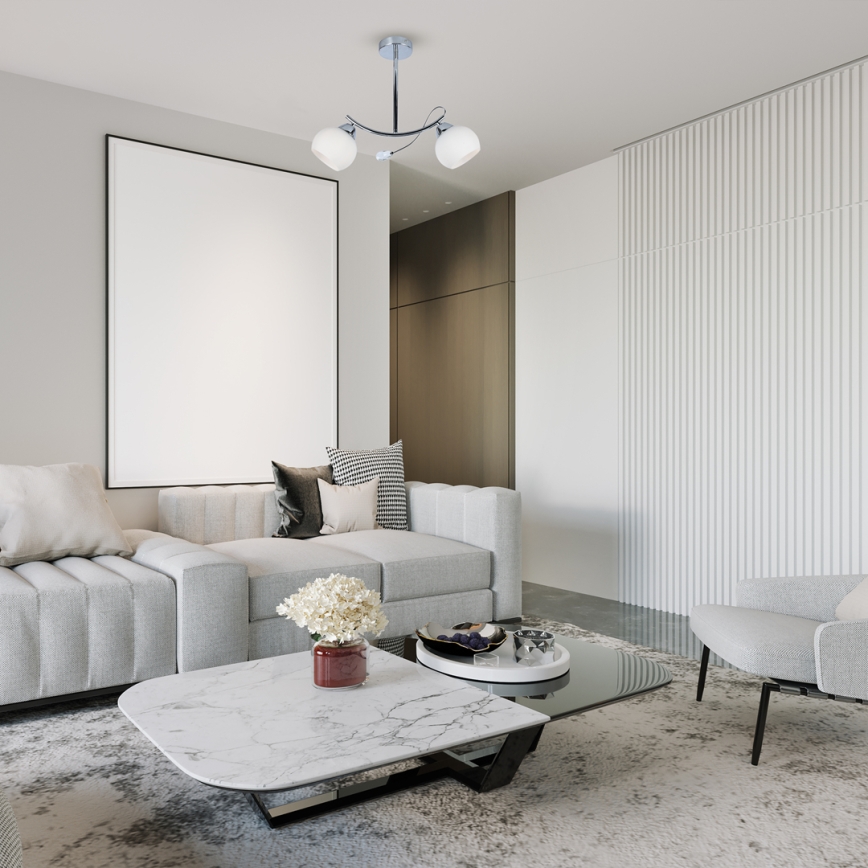 Luster na šipci CONNOR 2xE27/15W/230V sjajni hrom/bela