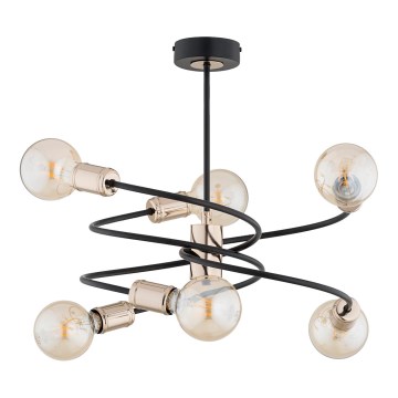 Luster na šipci DISCO 6xE27/60W/230V crna/zlatna