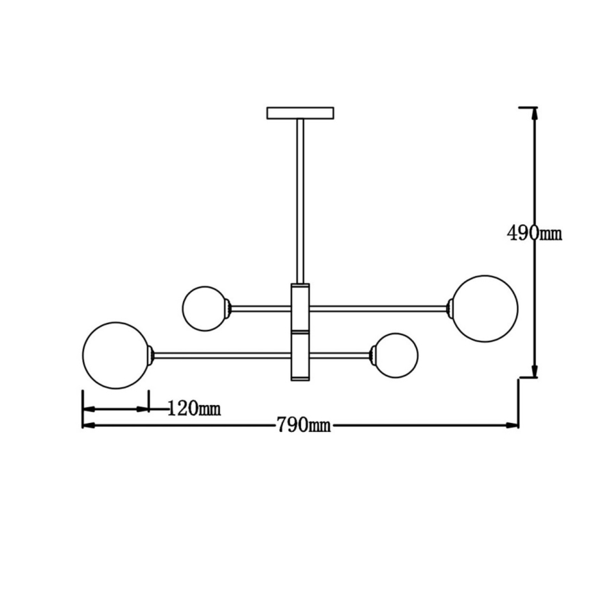 Luster na šipci DORADO 4xG9/40W/230V, crne boje