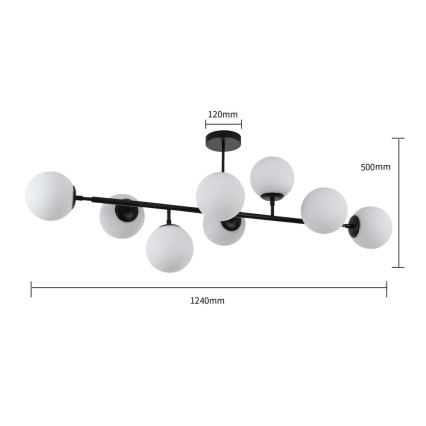 Luster na šipci DORADO 8xE14/40W/230V crna