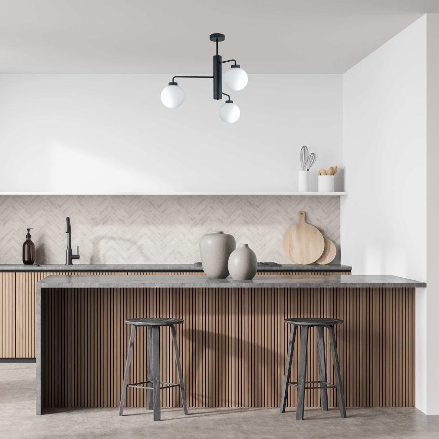 Luster na šipci FLEX 3xE27/60W/230V crna/bela