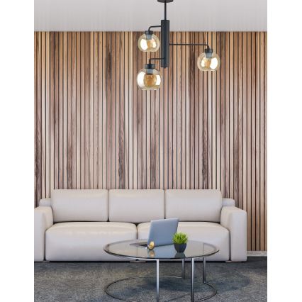 Luster na šipci FLEX 3xE27/60W/230V crna/duvansko-bež