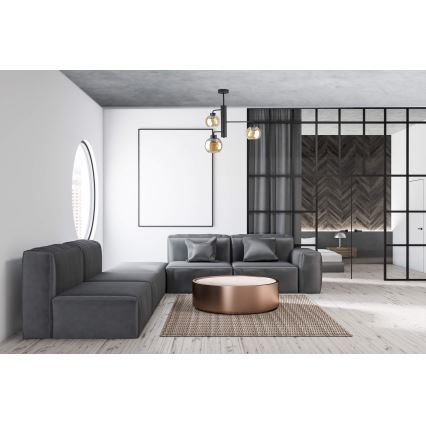 Luster na šipci FLEX 3xE27/60W/230V crna/duvansko-bež