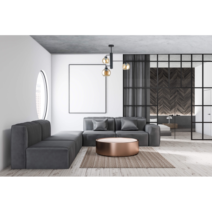 Luster na šipci FLEX 3xE27/60W/230V crna/duvansko-bež