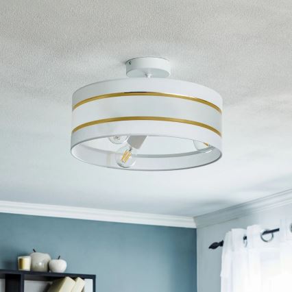Luster na šipci HELEN 3xE27/15W/230V bela/zlatna