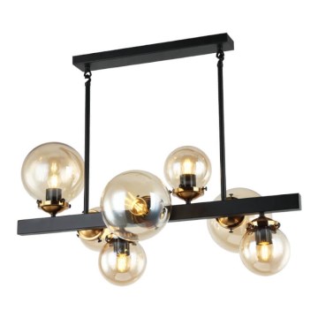Luster na šipci HYPERION 7xE27/7W/230V crna/bež