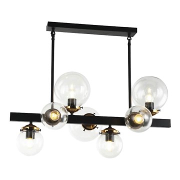 Luster na šipci HYPERION 7xE27/7W/230V crna/prozirna