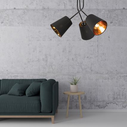 Luster na šipci IRMA 3xE27/15W/230V crna