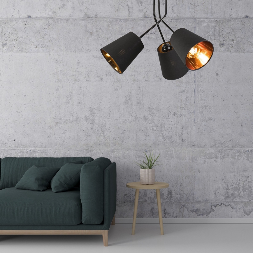 Luster na šipci IRMA 3xE27/15W/230V crna