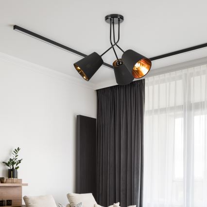 Luster na šipci IRMA 3xE27/15W/230V crna