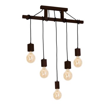 Luster na šipci JACK 5xE27/40W/230V braon drvo