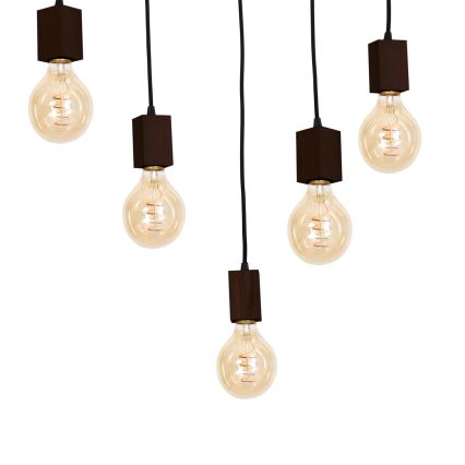 Luster na šipci JACK 5xE27/40W/230V braon drvo