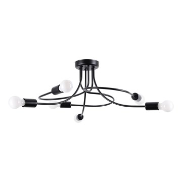 Luster na šipci LEVAR 6xE27/15W/230V crni