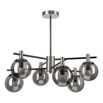 Luster na šipci LILOU 6xE14/5W/230V matni hrom/zadimljeno staklo