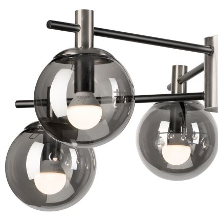 Luster na šipci LILOU 6xE14/5W/230V matni hrom/zadimljeno staklo