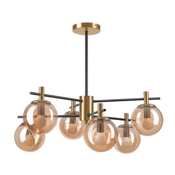 Luster na šipci LILOU 6xE14/5W/230V zlatna/crna/zadimljeno bež