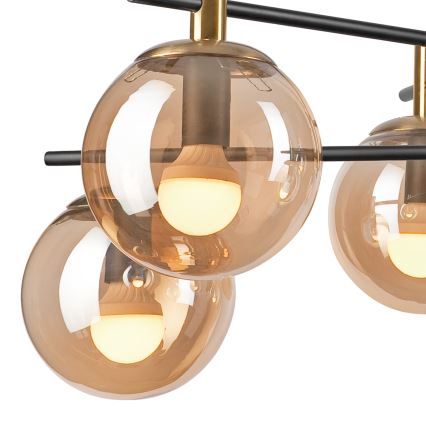 Luster na šipci LILOU 6xE14/5W/230V zlatna/crna/zadimljeno bež
