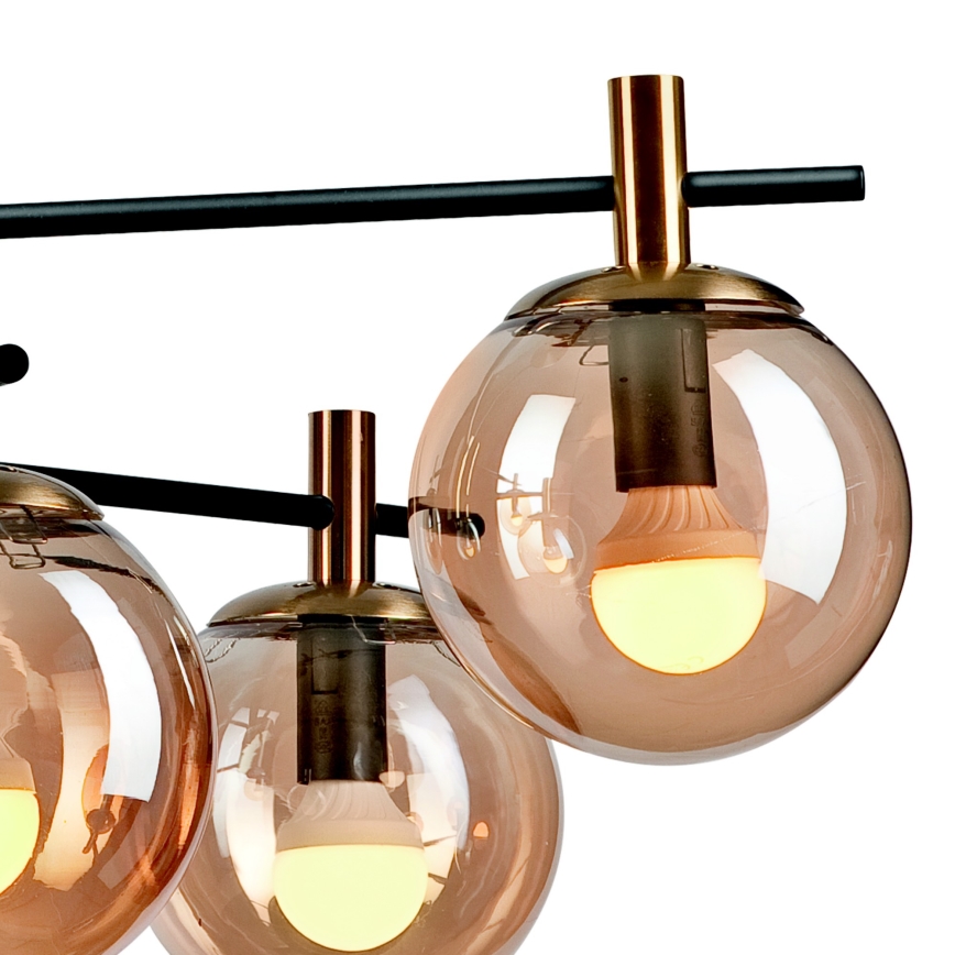 Luster na šipci LILOU 6xE14/5W/230V zlatna/crna/zadimljeno bež