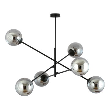 Luster na šipci LINEAR 6xE14/10W/230V crna/siva