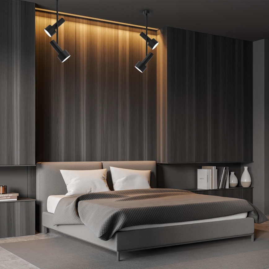 Luster na šipci LINTERNA 2xGX53/12W/230V crna