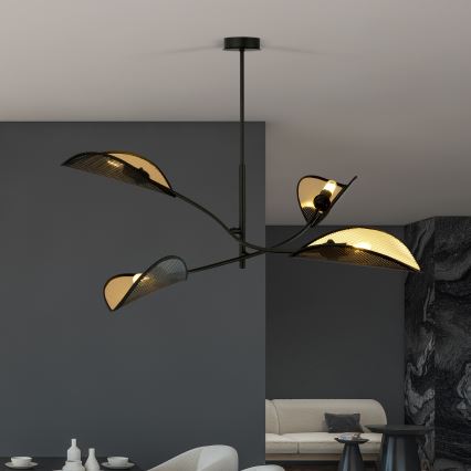 Luster na šipci LOTUS 4xE14/10W/230V crna/zlatna