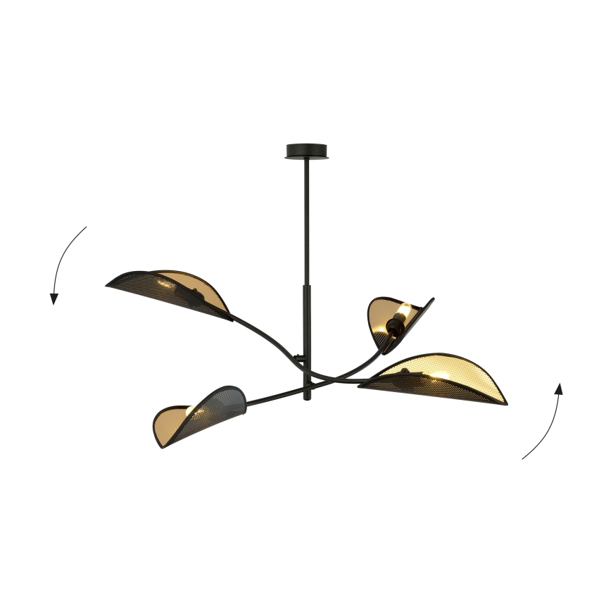 Luster na šipci LOTUS 4xE14/10W/230V crna/zlatna