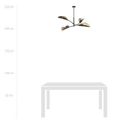 Luster na šipci LOTUS 4xE14/10W/230V crna/zlatna