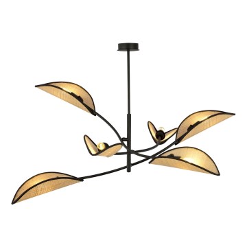 Luster na šipci LOTUS 6xE14/10W/230V crna/bež