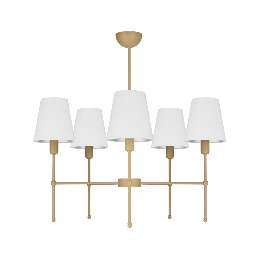 Luster na šipci MADELA 5xE14/40W/230V bela/bež