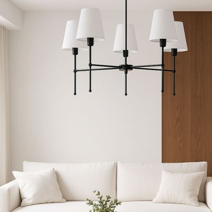 Luster na šipci MADELA 5xE14/40W/230V bela/crna